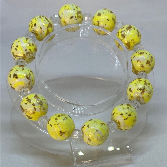 Kool Klay Jewelry - Handmade Polymer Clay Yellow Beaded Bracelets